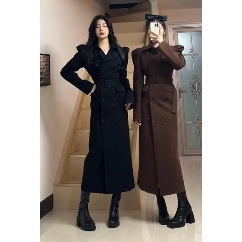 

Женское шерстяное пальто средней и длины, зимнее шерстяное пальто 2022