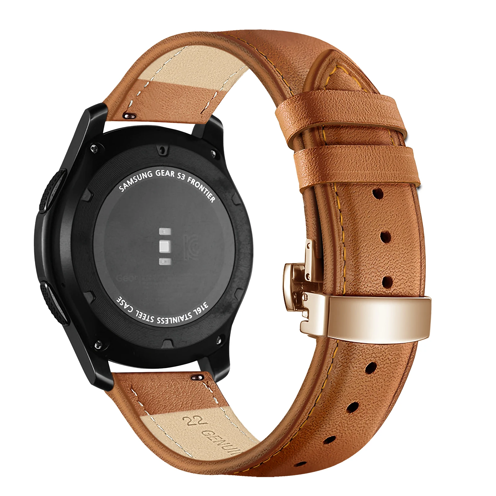 Ремешок 20/22 мм для Samsung Galaxy watch 4 Classic/Active 2/3/42 мм/46 браслет из натуральной кожи Huawei