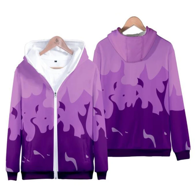 

2022 New Zip Up Hoodie Women Men Harajuku Sweatshirt Flame Purple and Red 3D Print Zipper Hooded Jacket Streetwear