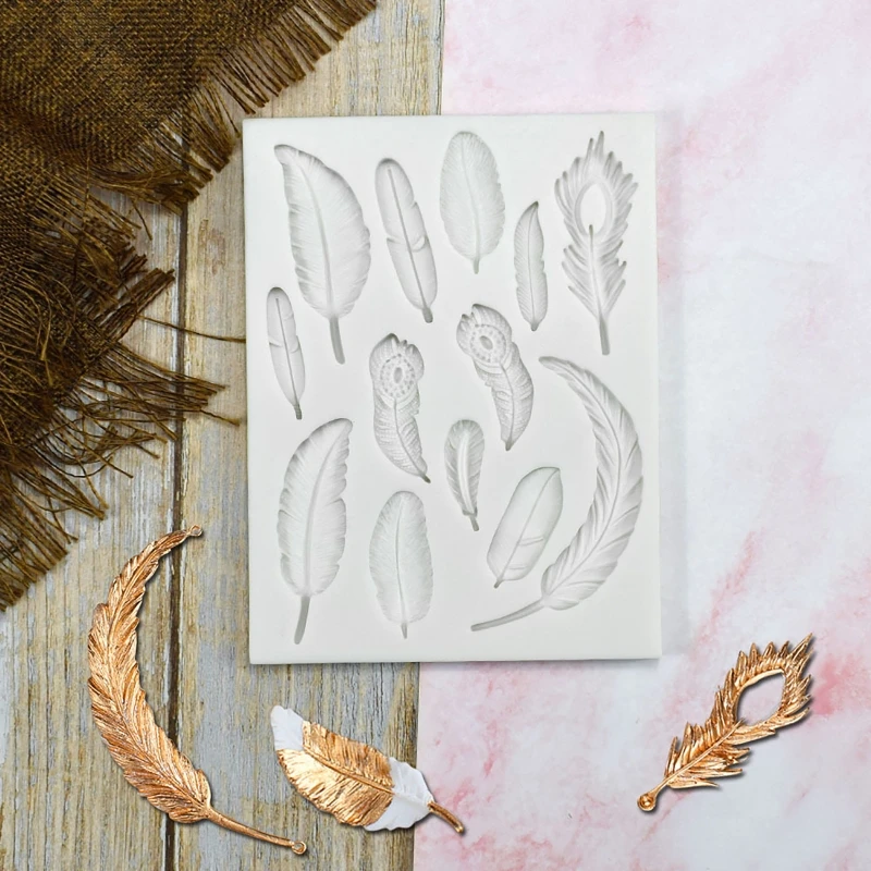 

Помадные формы силиконовые формы в форме пера, форма для украшения торта сухая скорость, устройство для выпечки эпоксидная форма для помадк...