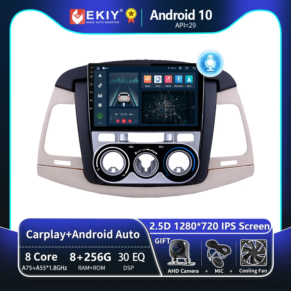 

EKIY T8 8G 256G для Toyota Innova 2007 2008 2009 2010 2011 Автомобильный радиоприемник Мультимедийная система Магнитофон Навигация GPS Стерео Авто Android Carplay Wireless Нет...