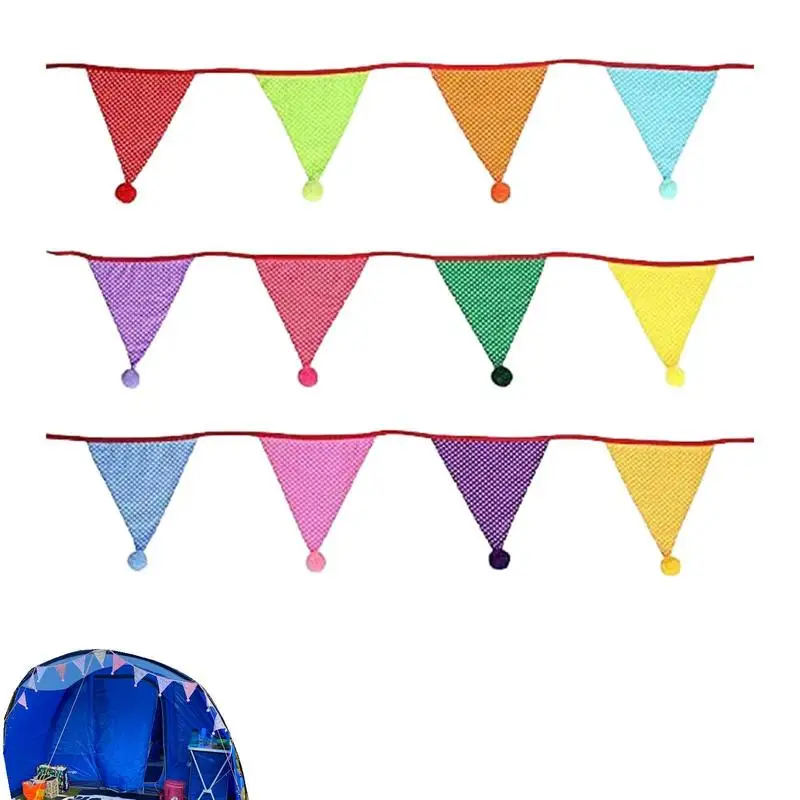 

Pennant Banner Flags Multicolor Fabric Triangle Rainbow Flag Reusable Bunting For Pastel Birthday Party Decorations/Classroom