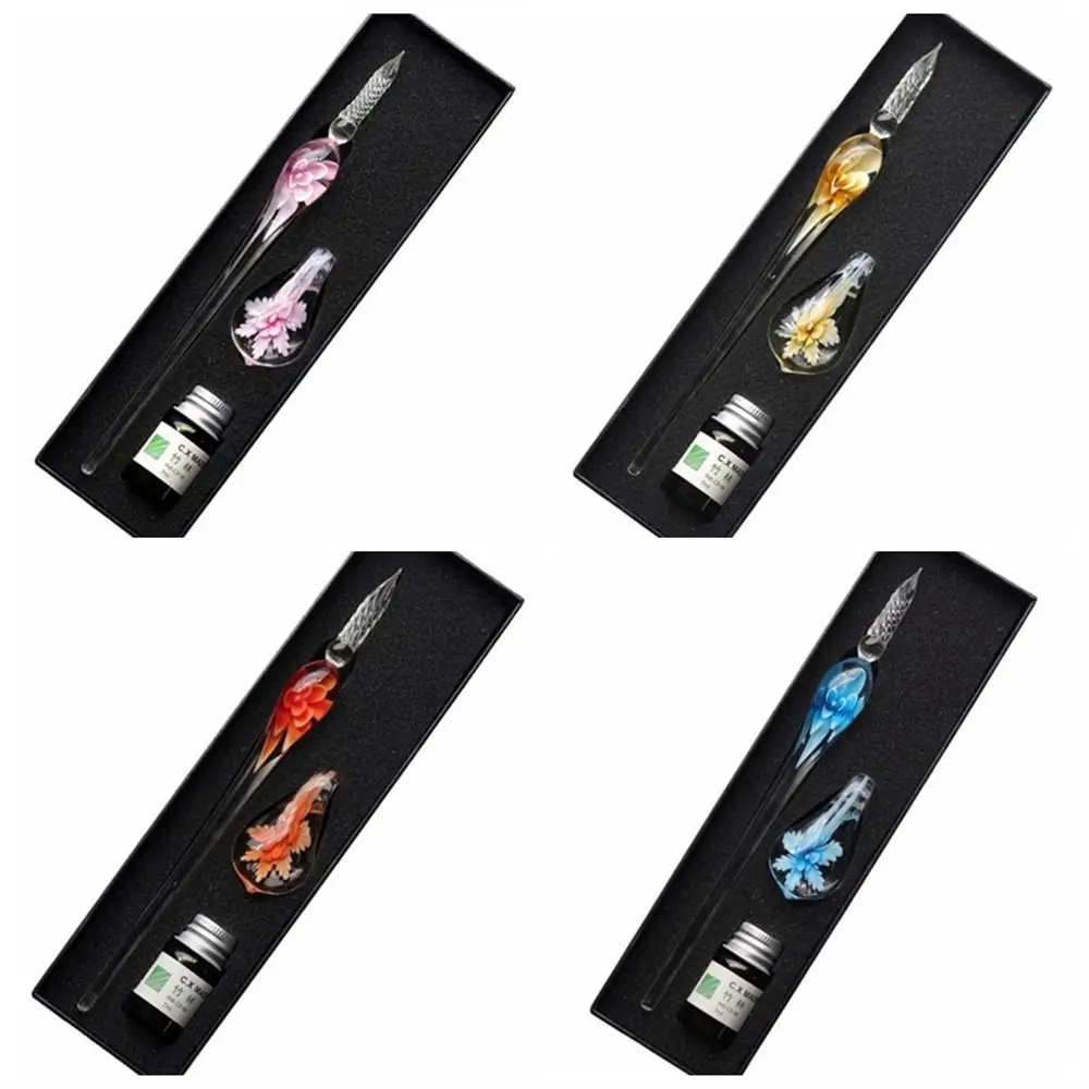 Стеклянная перьевая ручка с цветочным узором | AliExpress