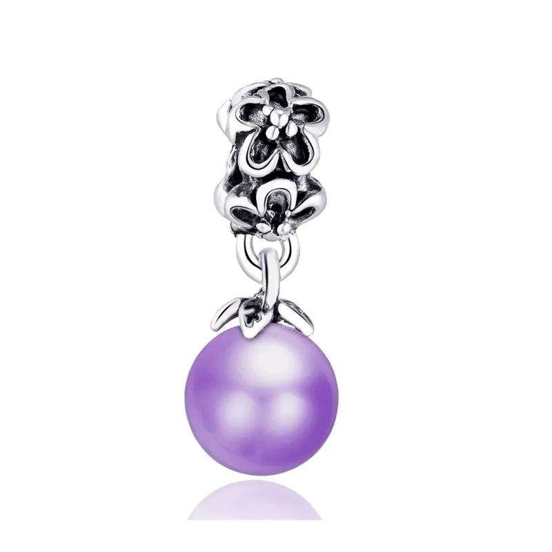 Совершенно новые подвески с жемчугом и цветами в форме сердца фиолетовые шармы