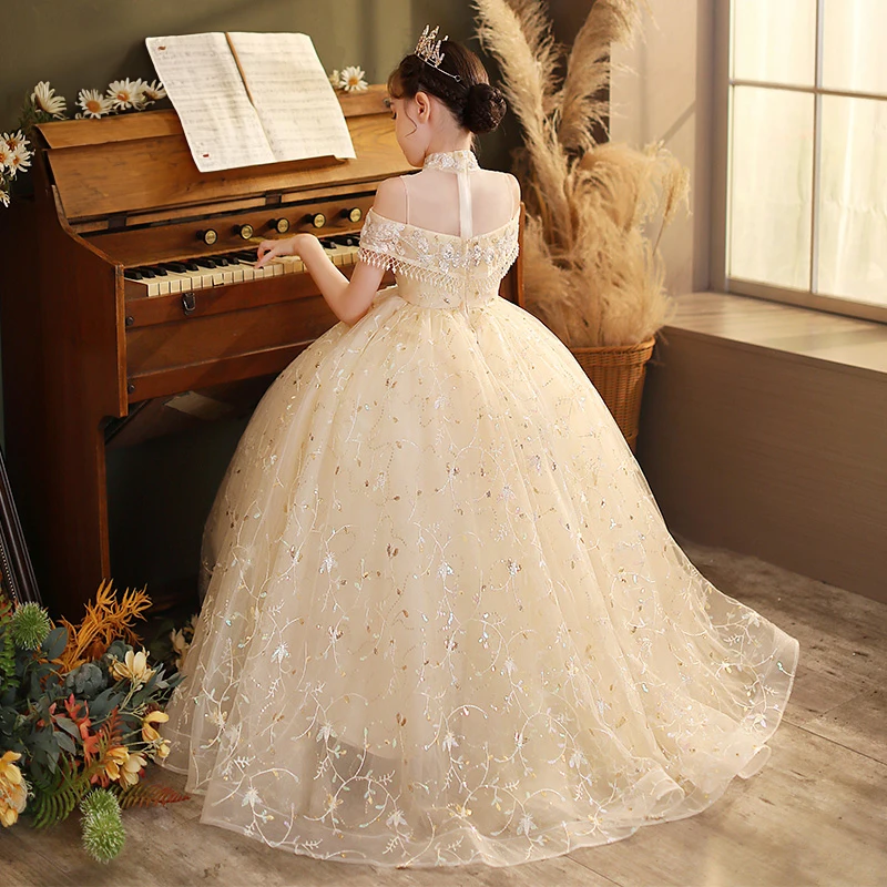 Дизайнерские вечерние платья для девочек с цветочным рисунком роскошные детские