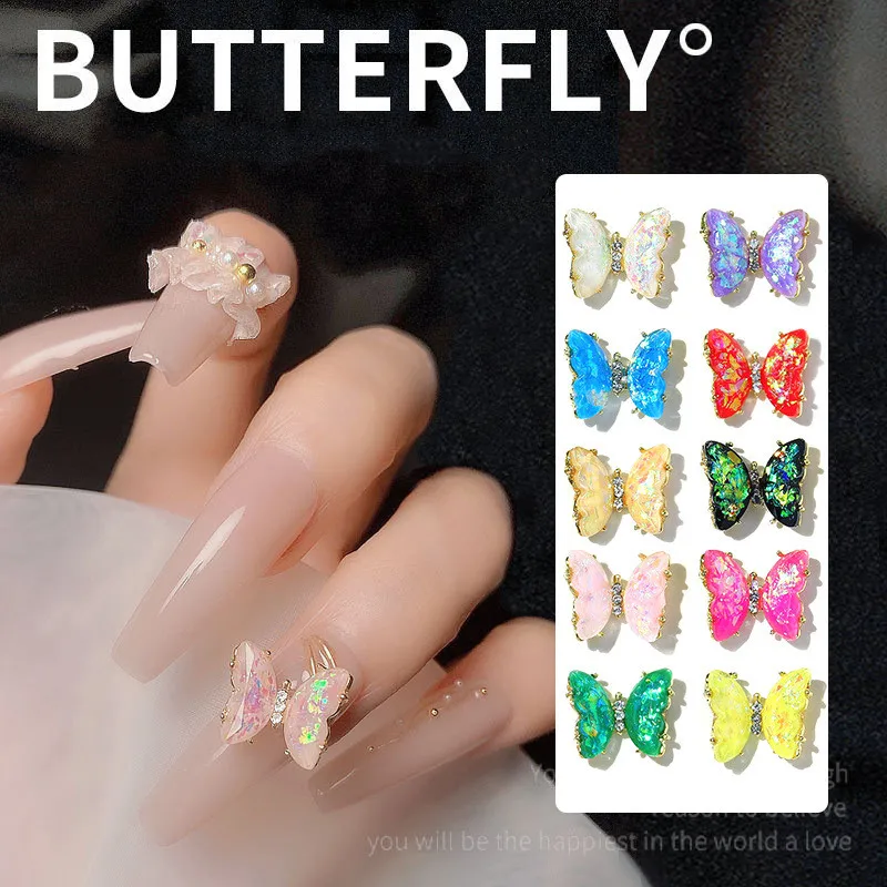 

Lavish Fairy: Aurora Flake Butterfly Charms Nail Ornament Claw Metal Glass Symphony Glitter Crystal Butterfly Adorn Art Charm 3D