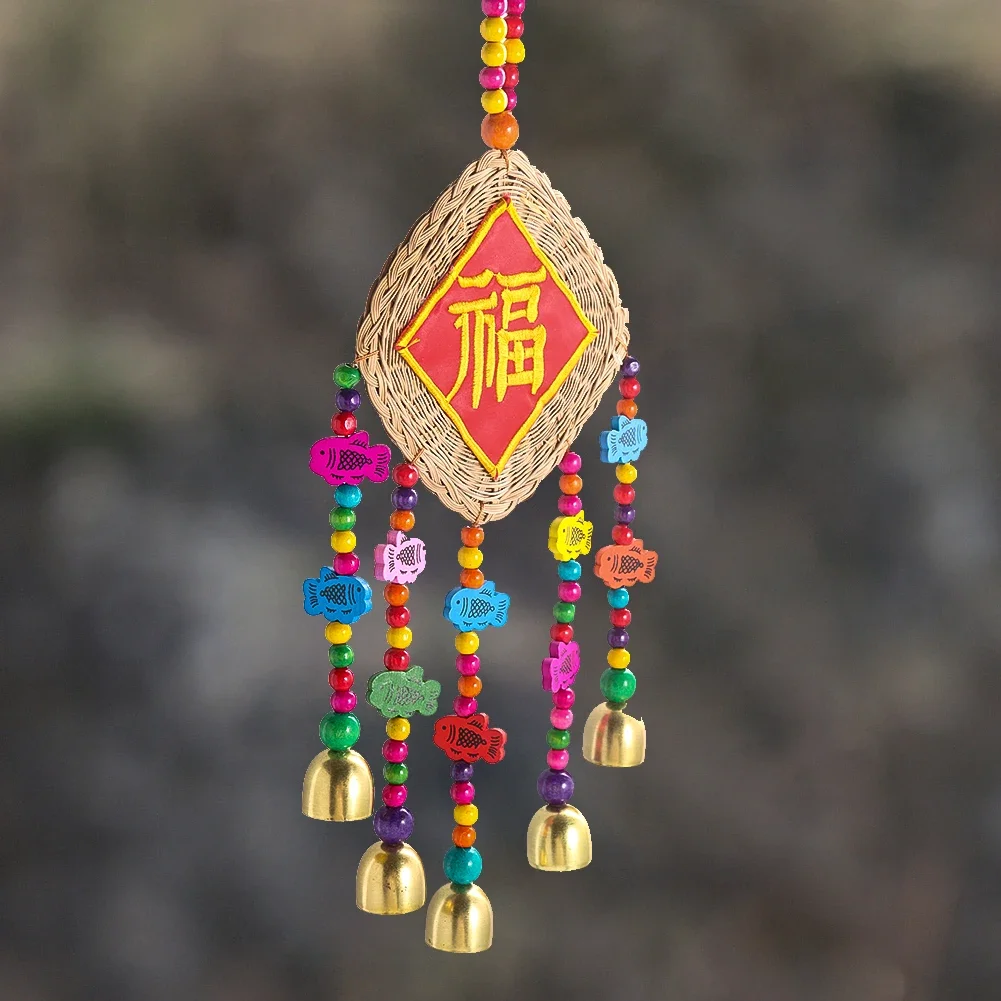 

Chinese Style Hand-woven Wind Chimes Hanging Decoration Yunnan National Style Craft Home Ornaments Bar Inn Bless Lotus Pendant