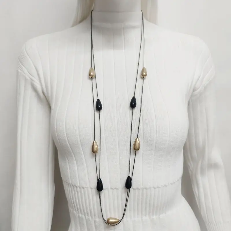 Kara&ampKale Layered Necklaces Long Beaded Snake Chains Handmade Jewelry Original Simple Style Ladies Charm