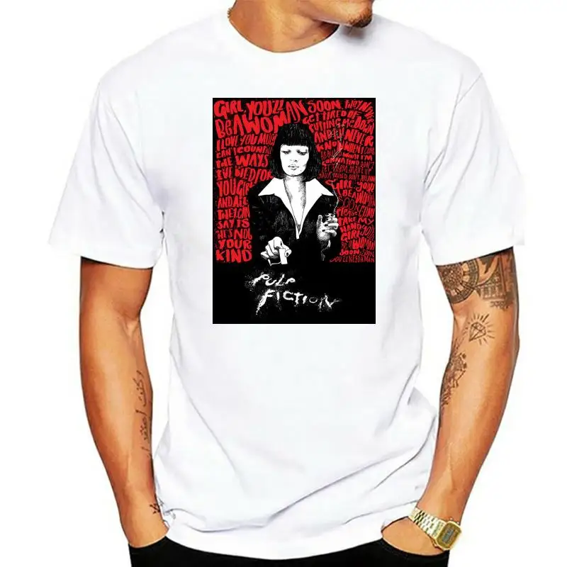 

Очень популярная Стильная мужская футболка Uma Pulp нимация на заказ Oldschool, облегающие хлопковые высококачественные футболки для кино