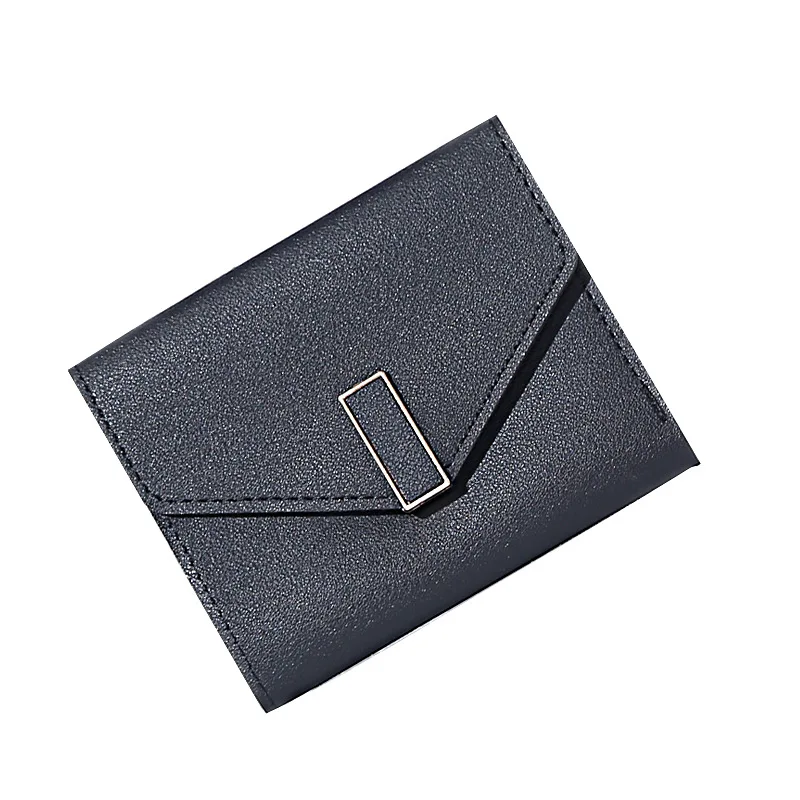 New Ladies PU Short Wallet Fashion Solid Color Hasp Card Clip Money Clip for Women