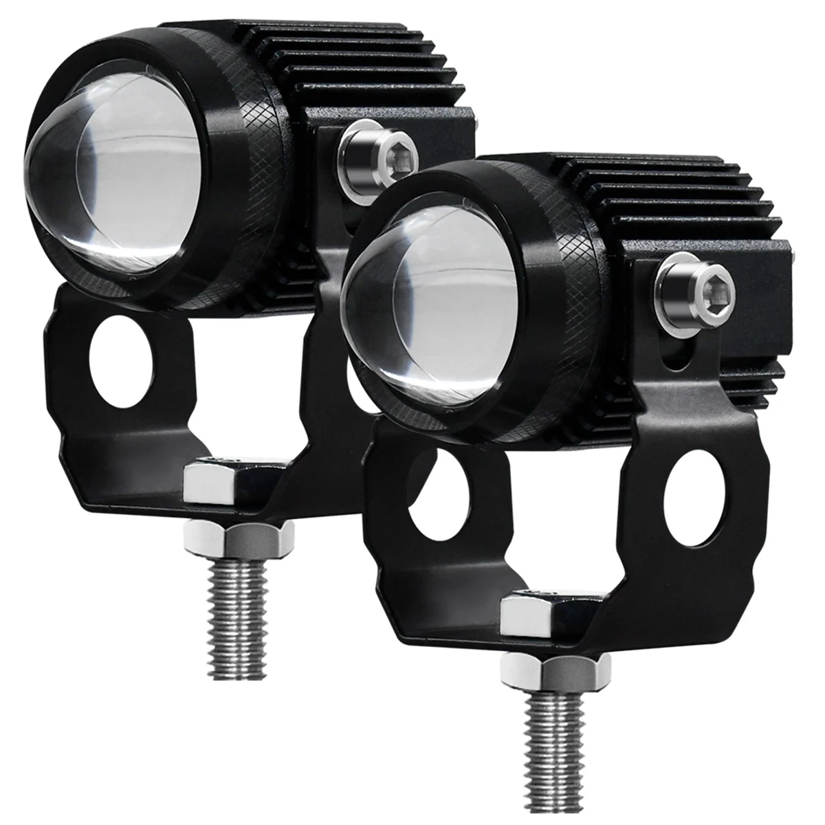 

Motorcycle LED Headlight Projector Lens Dual Color ATV Scooter Driving for Cafe Racer Light Auxiliary Spotlight