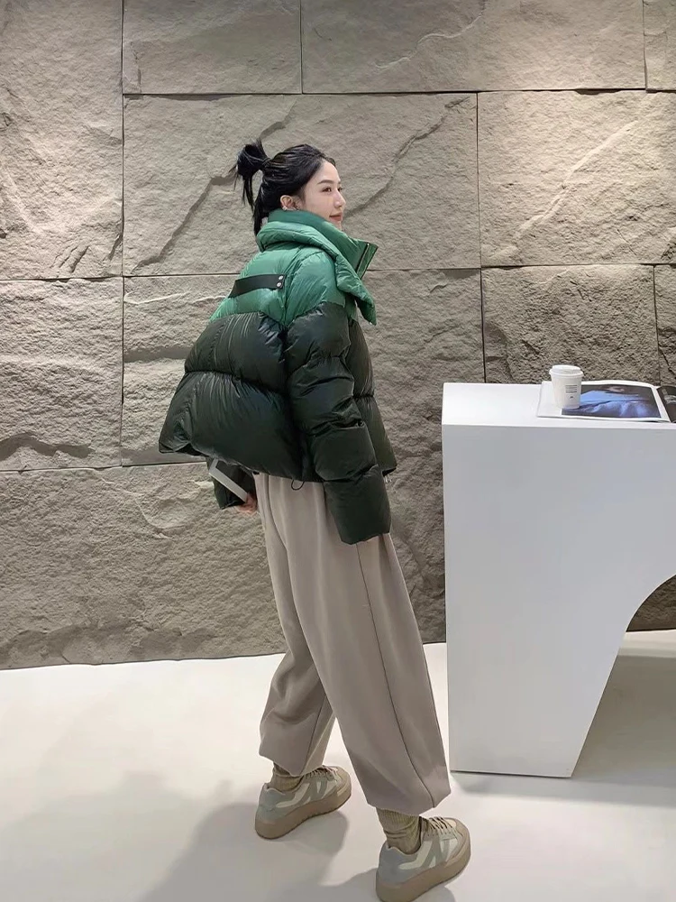 2023 New Arrival Winter Down Coat for Woman High Street Windbreaker Parkas Ladies Popular Overcoat Patchwork Two-tones Oversized