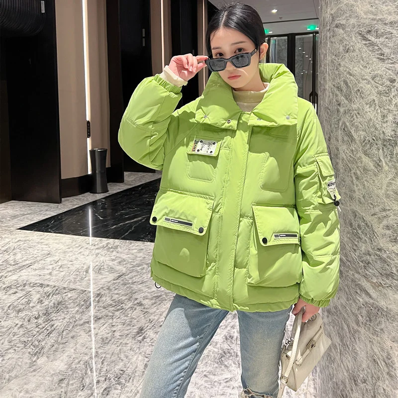 2022 Korean winter new down jacket women's short stand collar candy color fashion cotton jacket trend