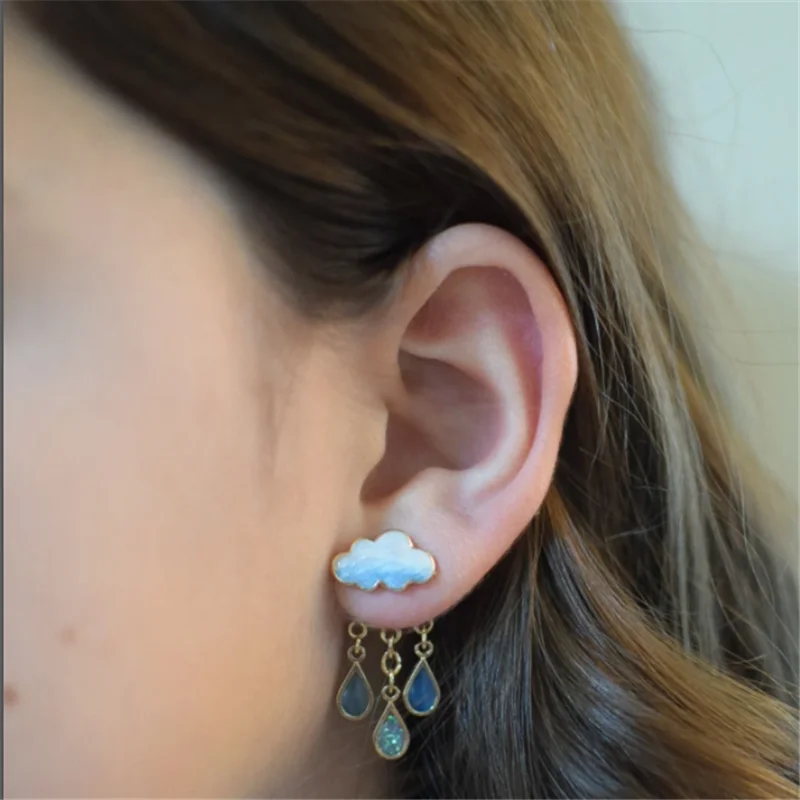 

Blue Raindrop Earrings Mother's Day Gift Wedding Accessories Rain Cloud Earrings 2022 Trend New Vintage Jewelry Woman - Summer