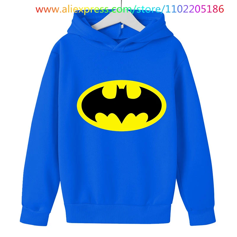 Batman- Hoodie Kids Clothes Boys Sweatshirts 4-14 year Kids Clothes Girls Hooded Pullover Autumn Harajuku Casual Jacket Sweater images - 6
