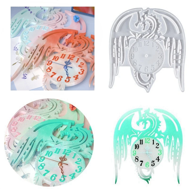 Часы с изображением дракона DIY арабский цифровой циферблат орнамент силиконовая