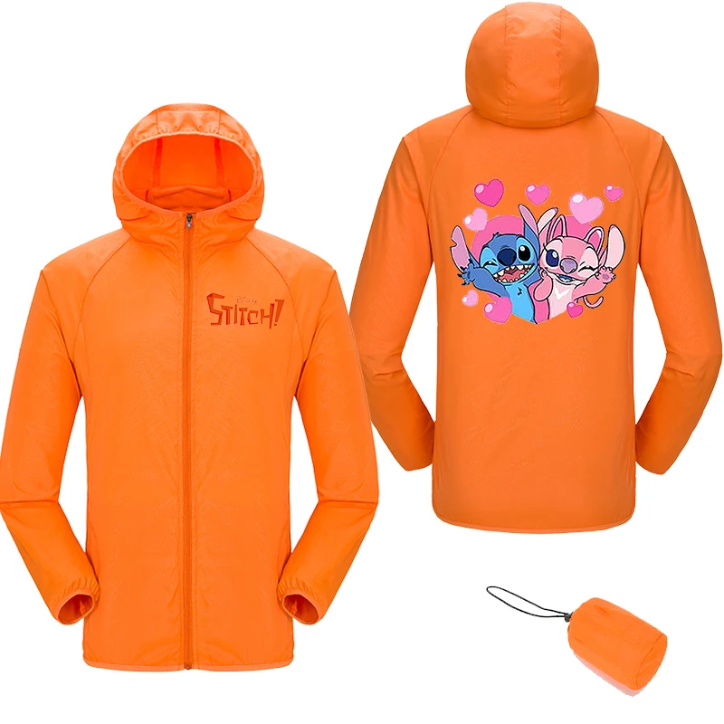 

Disney Lilo Stitch Men's windbreaker jacket waterproof zipper drying hoodie sun sports quick-drying jacket