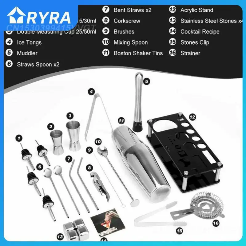 

Набор бармена, набор Бостонского коктейльного шейкера с акриловой подставкой, нержавеющая сталь, набор инструментов для смешанных напитко...