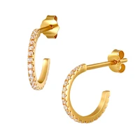 new fashion s925 sterling silver zircon geometric c shape cz studs earrings stylish dangle minimalist jewelry for women 2022