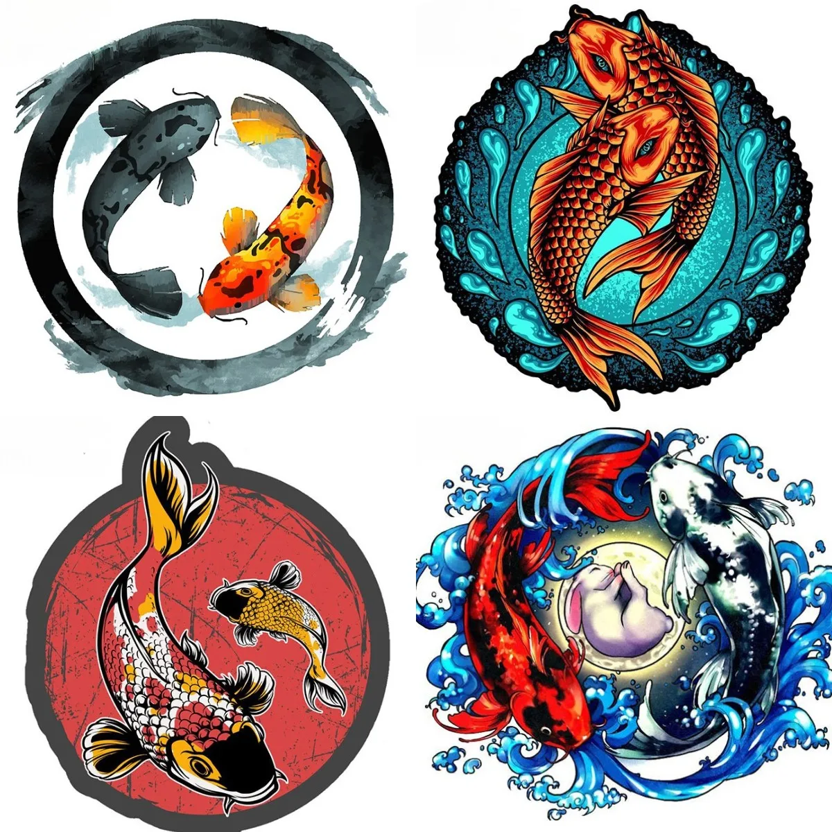 

Ying Yang Koi Fish Waterproof Car Sticker Campervan Auto Assessoires Creative Occlusion Scratch Laptop Wall Window Bumper Decal