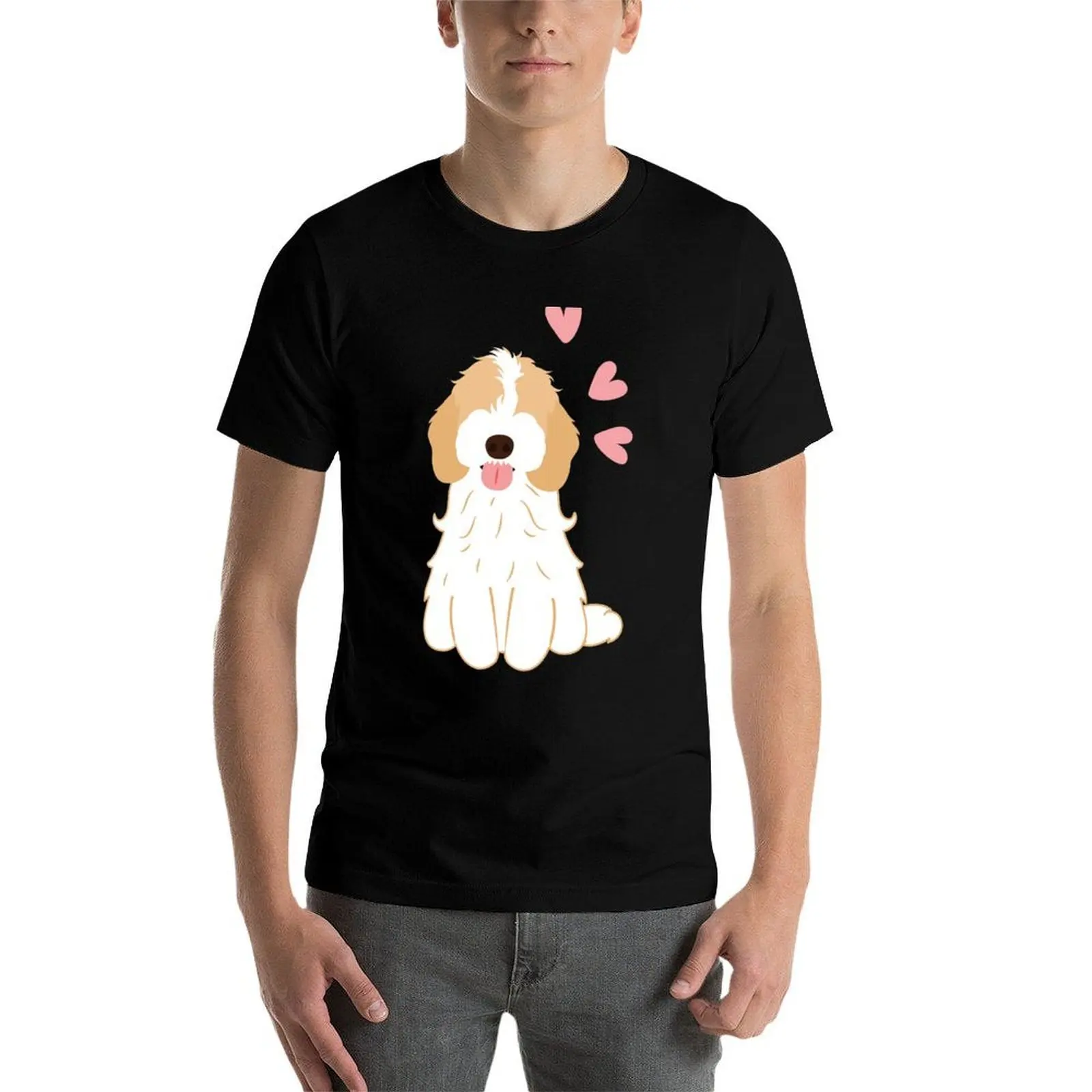 Фото Футболка LOVE Blenheim Apricot Gold Cockapoo Cavapoo Cavoodle, мужская футболка класса люкс, мужская футболка из плотного хлопка №3