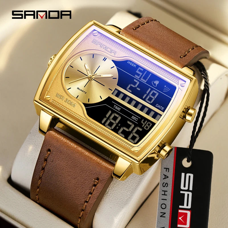 SANDA 6163 мужские часы кварцевые водонепроницаемые спортивные наручные военные