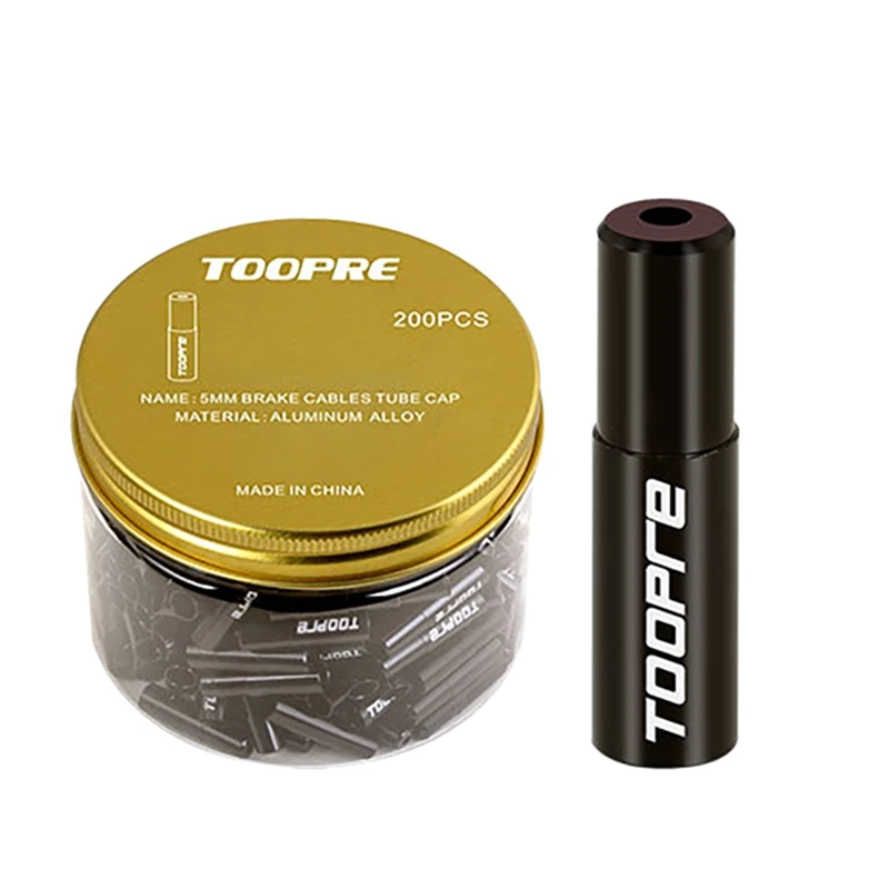 

TOOPRE 200PCS Bike Brake Cable Tips End Crimp Ferrule Aluminum Alloy Cycling Gear Brake Tube Dust Cap Accessories