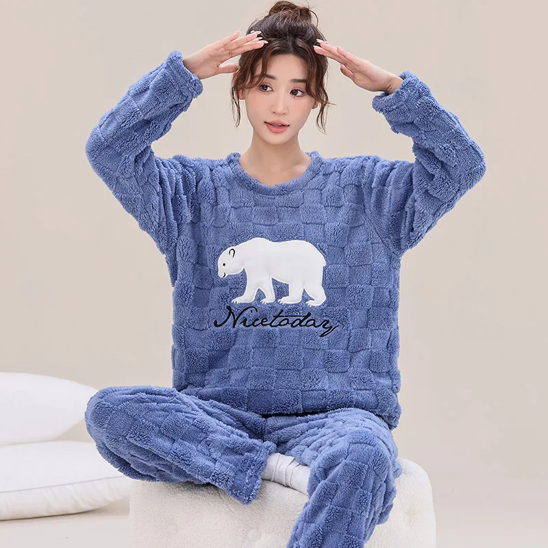 MEIJIAXIN Зимняя фланелевая пижама для двоих М-4XL