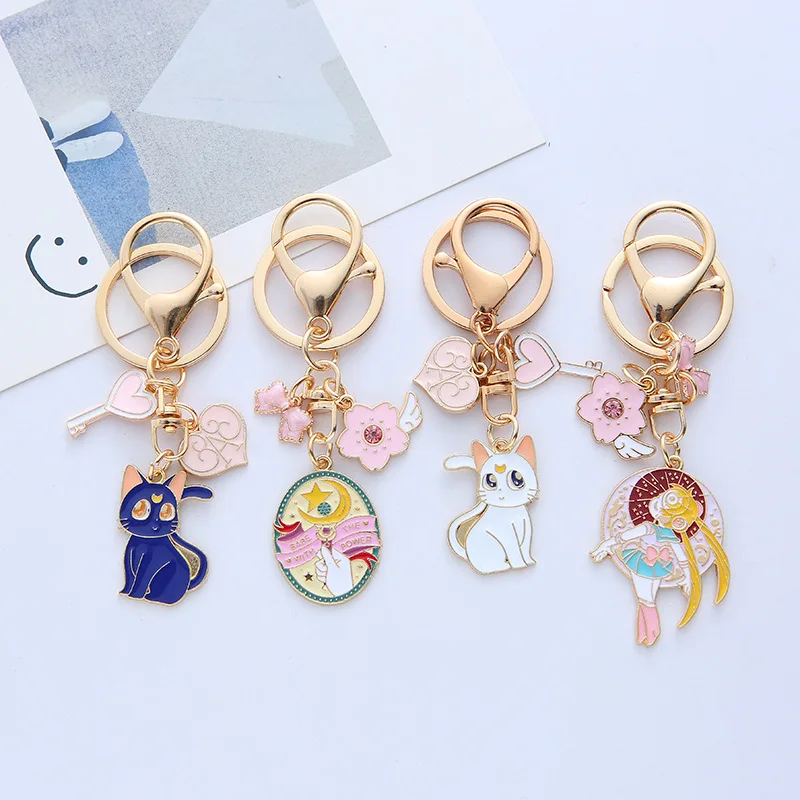 

Car Anime Keychain Sailor Moon Cute Keychains Schoolbag Pendant Tsukino Usagi Chaveiro Creative Charm Girl Birthday Gifts
