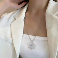 new fashion couple necklace alloy necklaces for women girls cartoon clavicle chain charm rainbow bear pendant jewelry party gift