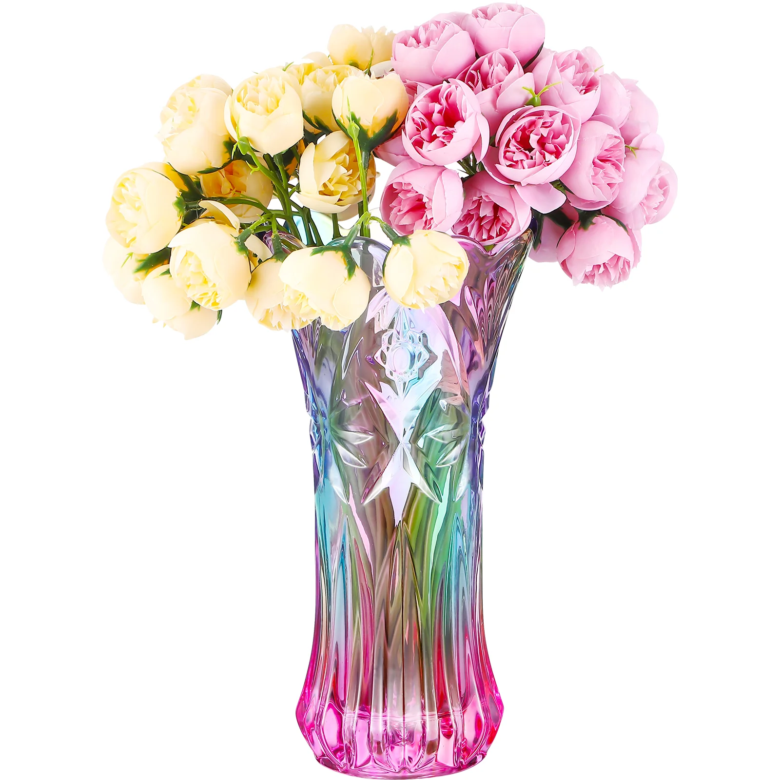 

Vase Flower Crystal Vases Flowers Rainbow Decorative Container Colorful Clear Decor Desktop Home Large Tail Jardiniere Shape