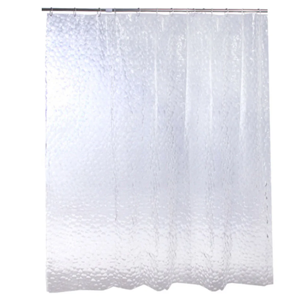 

3D Bath Shower Curtain Clear Cubes Water Transparent Plastic EVA Thicker (Transparent)