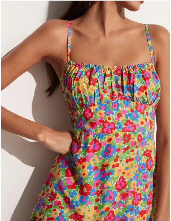 2023 Summer New Women's Floral Print Strapless Slim Fit Slip Mini Dress