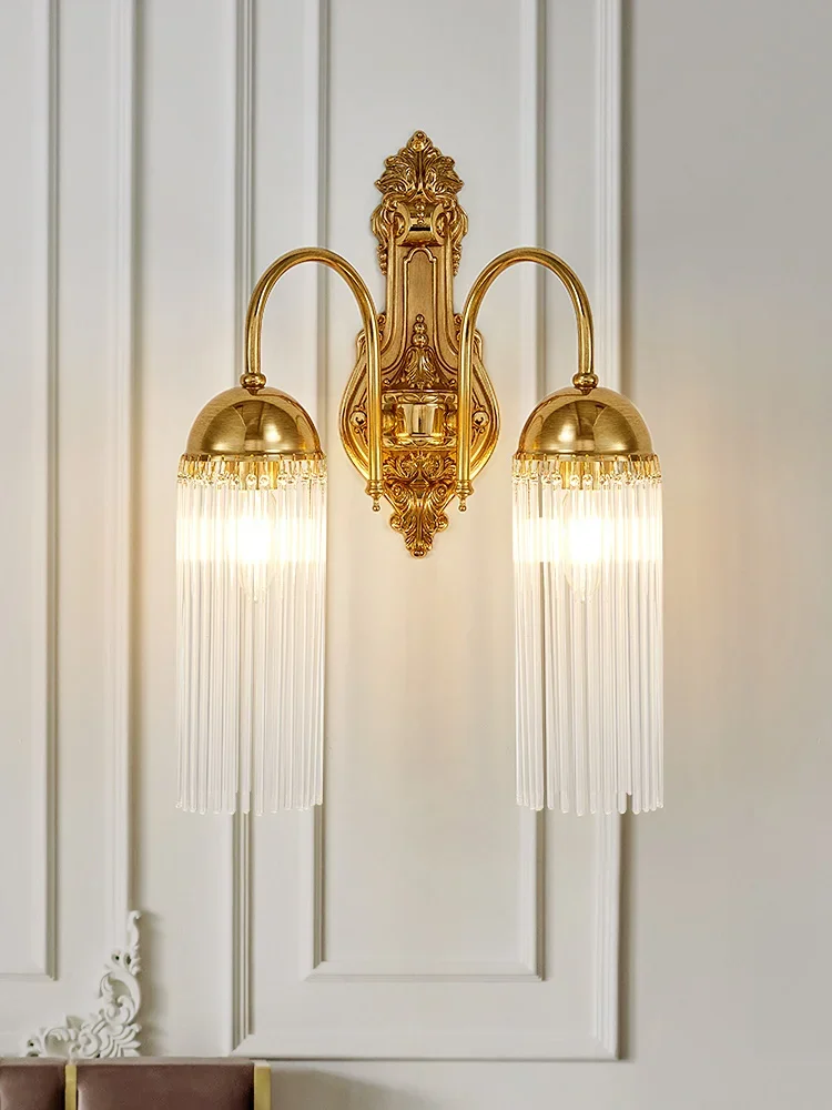 Европейский простой латунный настенный светильник для гостиной прикроватный