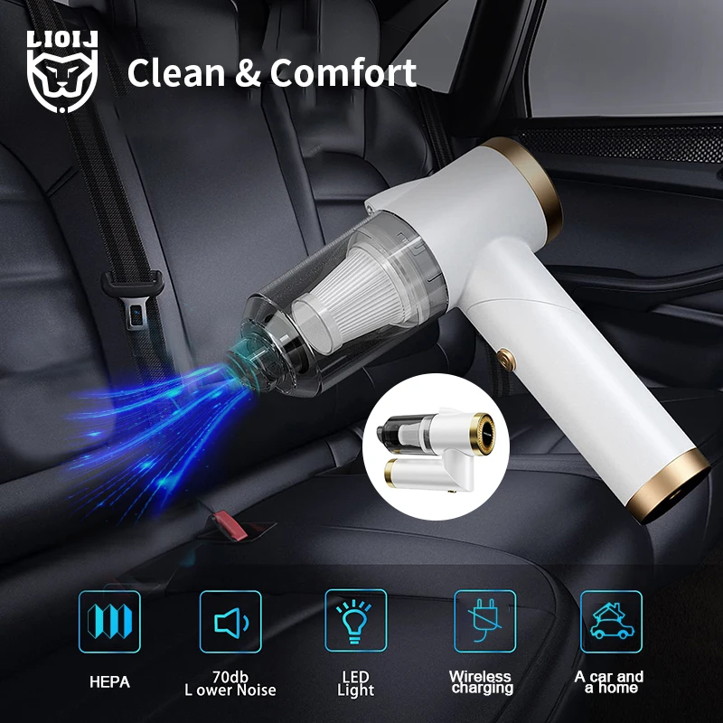 Автомобильный пылесос, 120 Вт, 5000 па, Мощное всасывание, складной ручной беспроводной портативный пылесос светодиодный светодиодным фонариком для автомобиля/дома