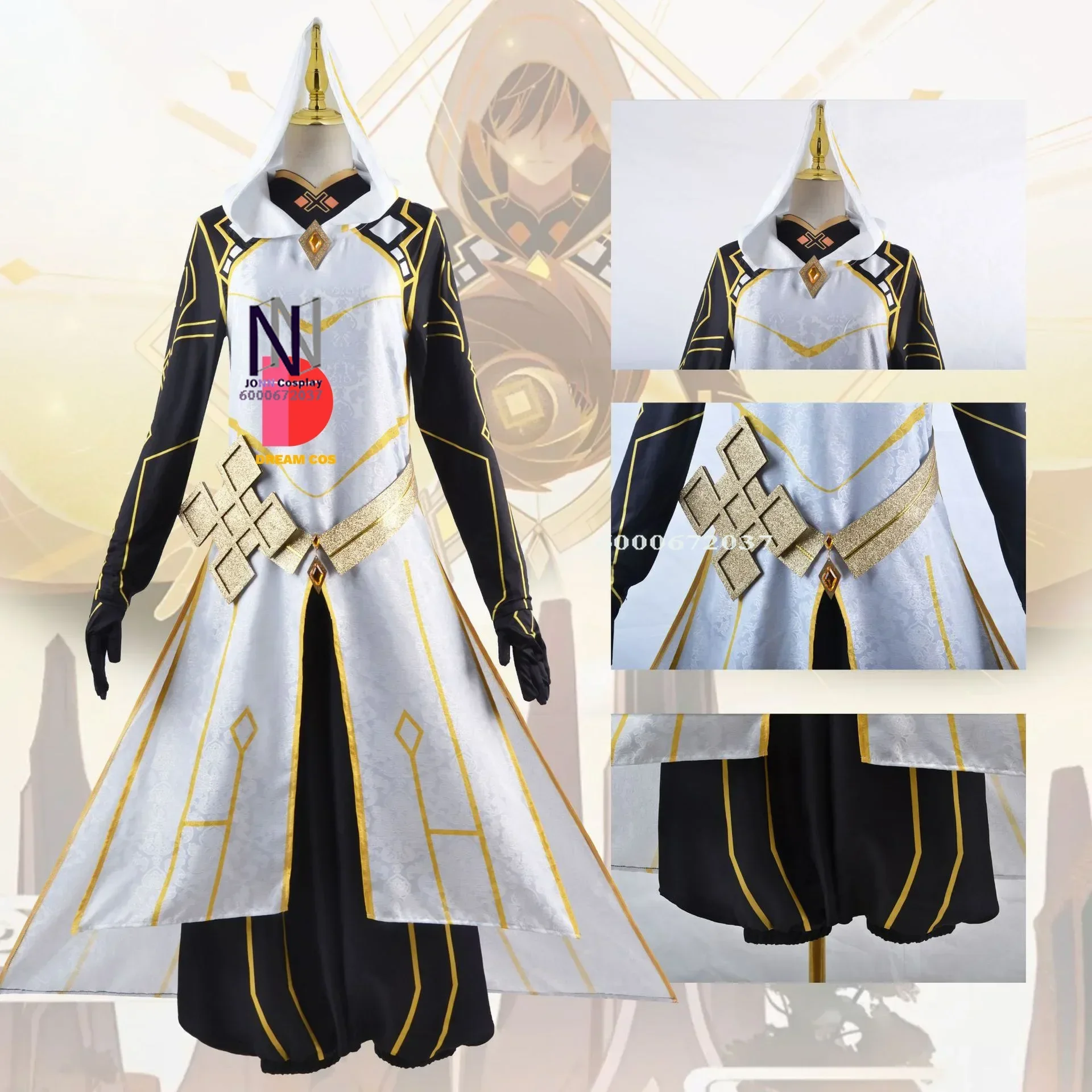 Genshin Impact Game Zhongli Косплей Костюм Боевой Аршон Полный комплект Парик Morax Наряд