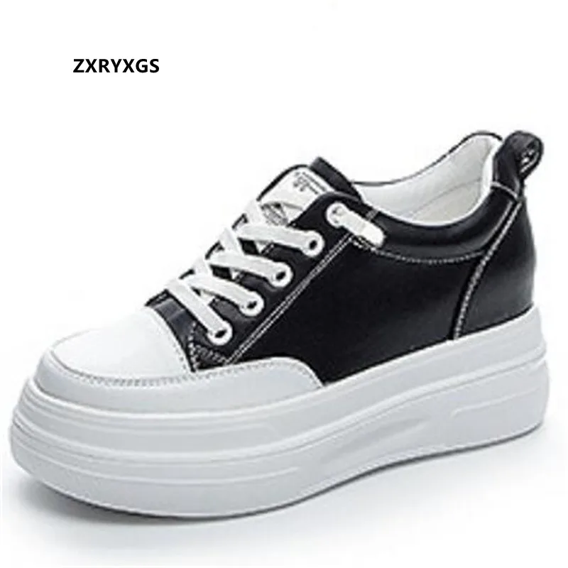 

2022 Spring and Summer Lace-up Thick-soled Internal Increase Shoes Wedges High Heels Black White Trend Shoes Women Casual Shoes