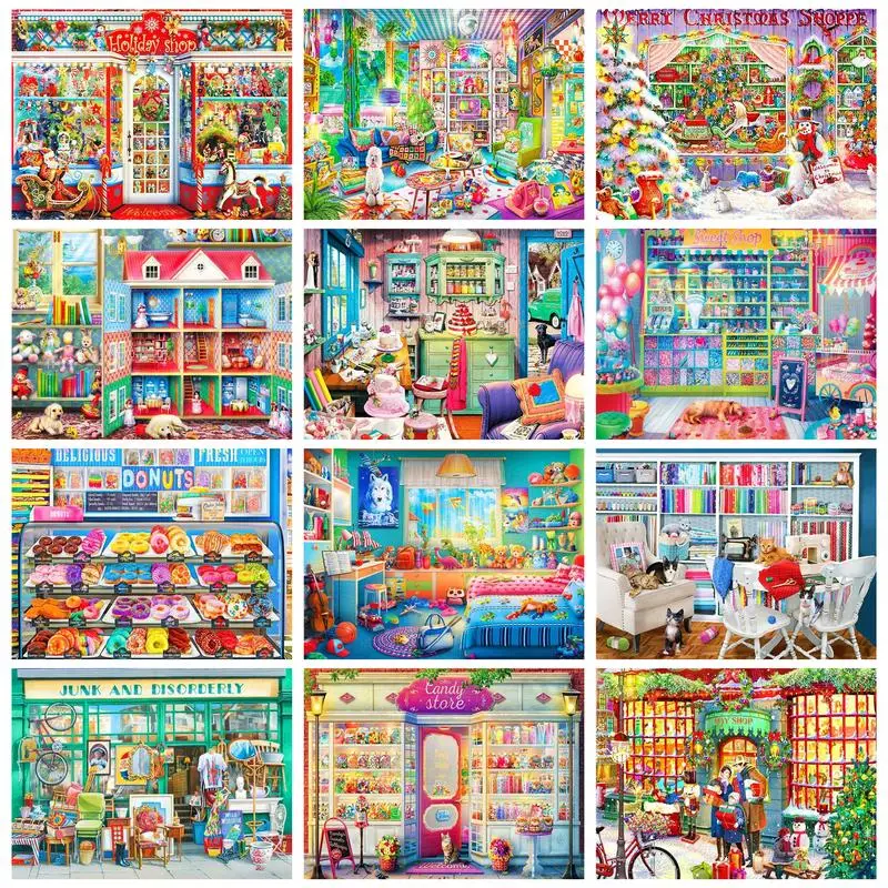 

GATYZTORY Oil Paint By Numbers Colorful Shops Kids Home Decoration Picture Coloring On Canvas Unique Gifts Adults Crafts Artwork