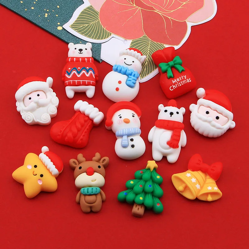 

5Pcs/Pack Mixed Christmas Resins Flatback Cabochon Snowman Santa Claus Hair Accessory DIY Craft Scrapbook