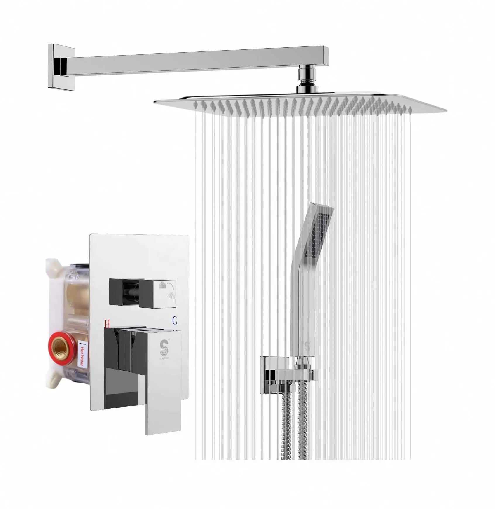 

OMIDA 10 Inches Wall Mounted Bathroom Rain Mixer Shower Combo Set