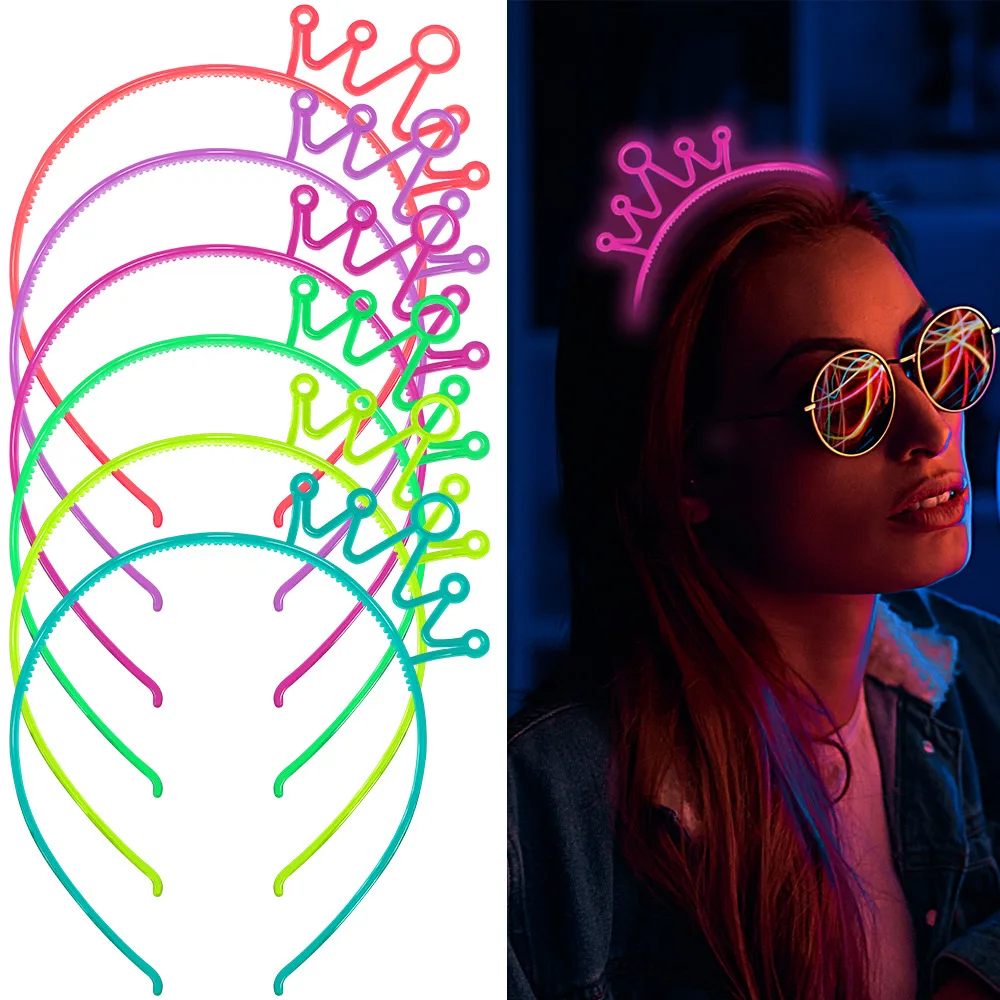 

Colorful Crown Glow Hair Band Glowing Party Hairband Night Happy Birthday Party Decor Kids Adults Headwear