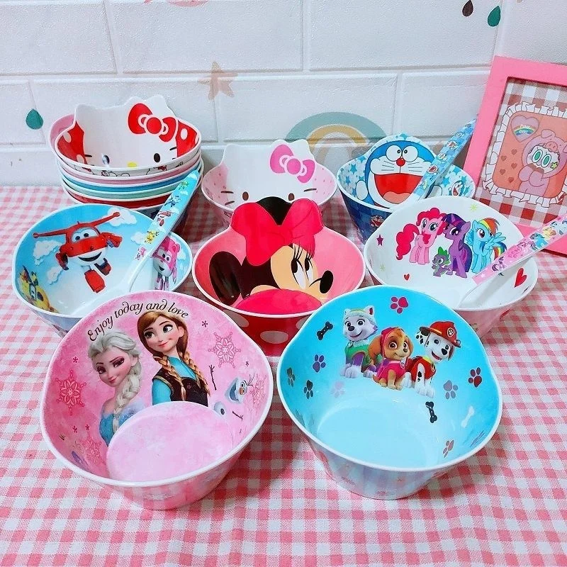 

2022 Disney Aisha Mickey Minnie Frozen Anna Cartoon Cute Children's Tableware Shape Bowl Dish Spoon