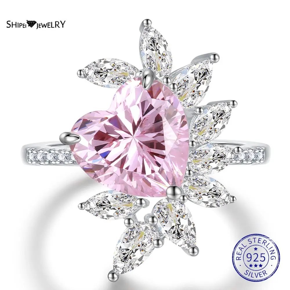 

Shipei 100% 925 Sterling Silver Heart Cut Created Moissanite Diamonds Gemstone Wedding Engagement Ring Fine Jewelry Wholesale