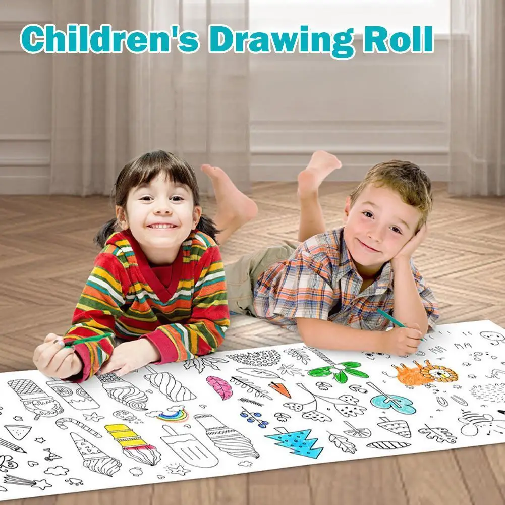 

Children's Drawing Roll DIY Sticky Color Filling Paper Coloring Paper Roll For Kids DIY Painting Drawing Early Educational P4M3