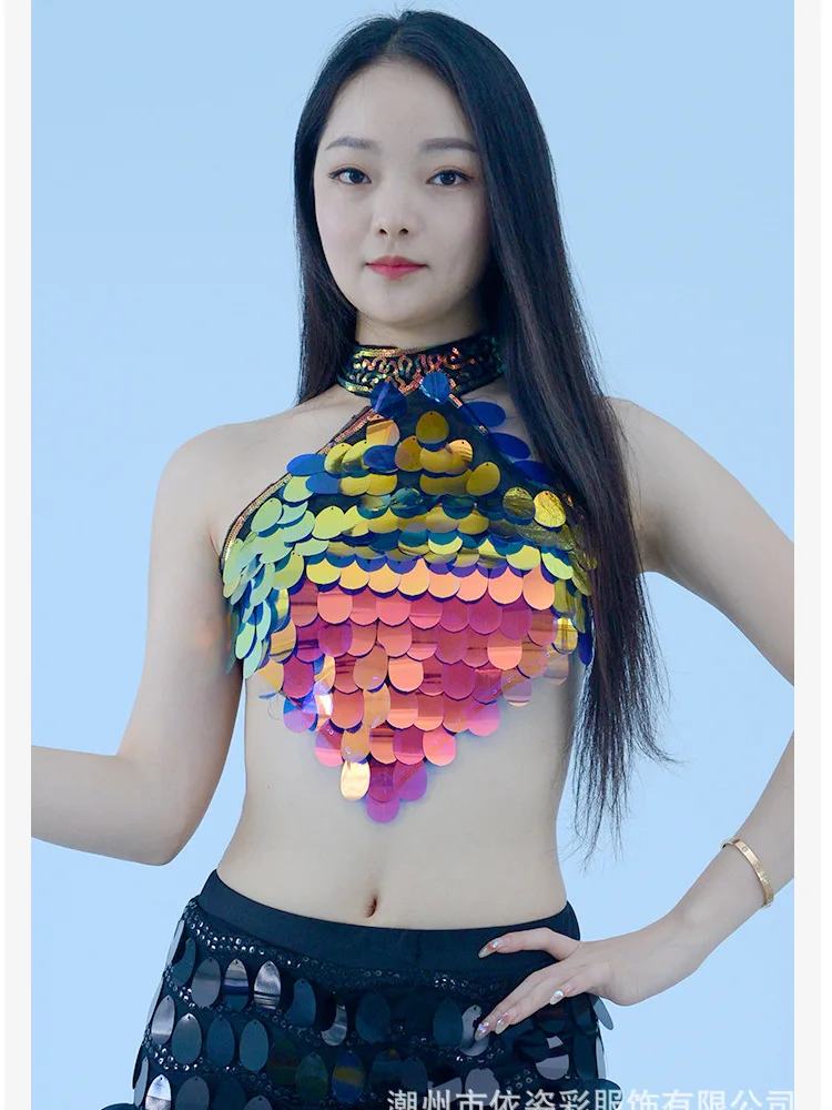 

Женский костюм для Хэллоуина с блестками и бюстгальтером для танца живота