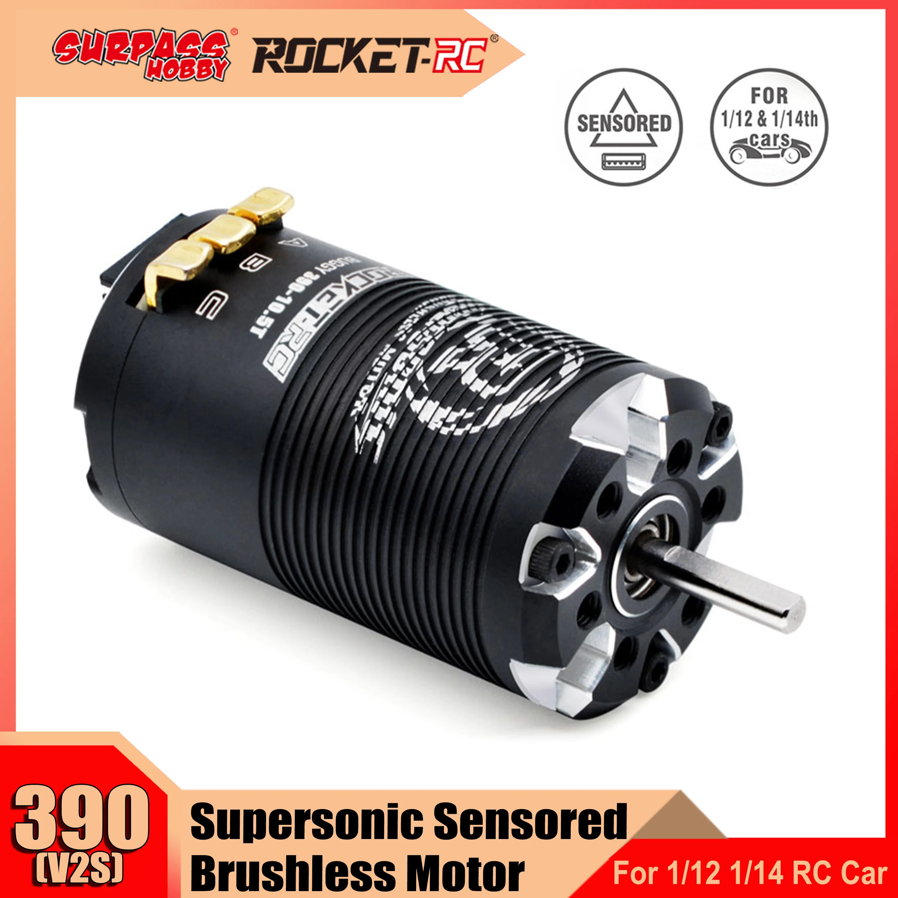 Surpass Hobby Rocket 390 V2S сенсорный суперзвуковой бесщеточный двигатель для масштаба 1/12 1/14 Радиоуправляемый автомобиль Tamiya Wtloys XLH Timaya Redcat