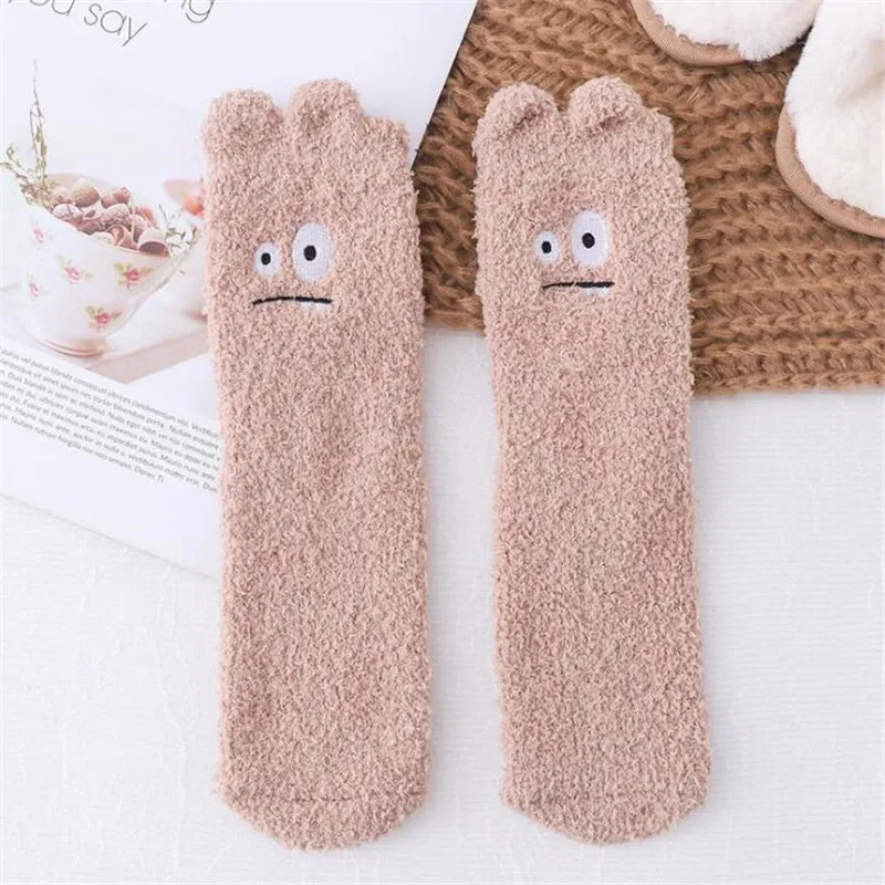 Fashion Women's Fruit Fuzzy Socks 10 Pairs/Set Kawaii Avocado Cherry Coral Patterned Female Ladies Floor Sleep Sock