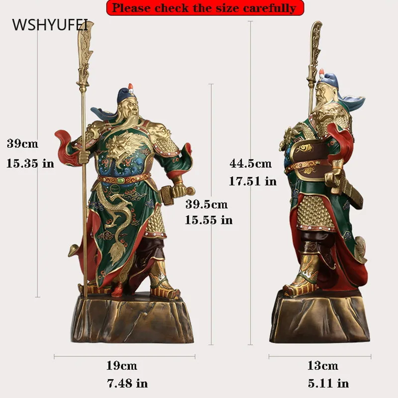 Статуя Гуань медная окрашенная большого размера статуя бога богатства Юй