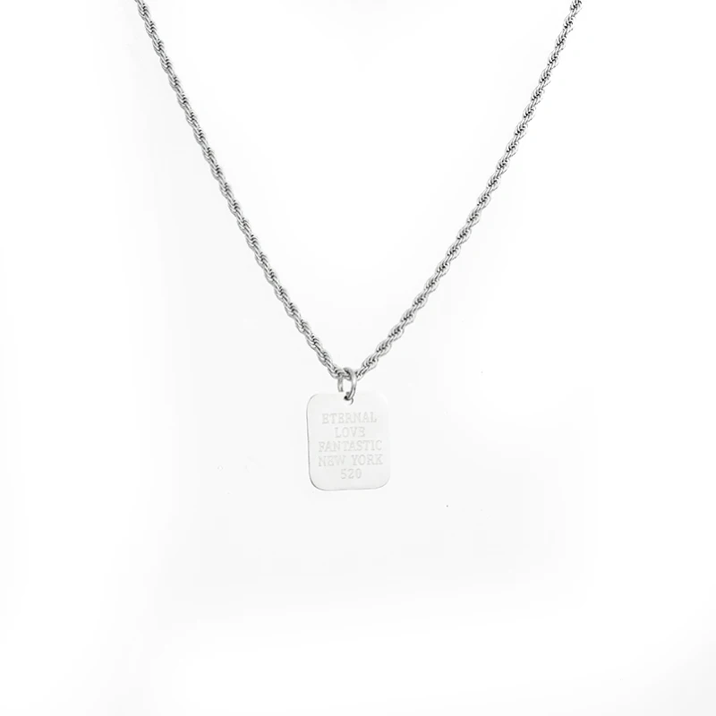 Ожерелье с подвеской из квадратной пластины буквой 520 мужское и женское простое