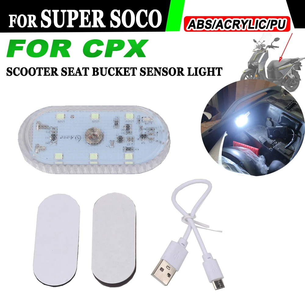 

Under Seat Storage LED Touch Switch Night Light Scooter Bucket For Super SOCO CPX 2020 2021 2022 2023 Motorcycle Accessories